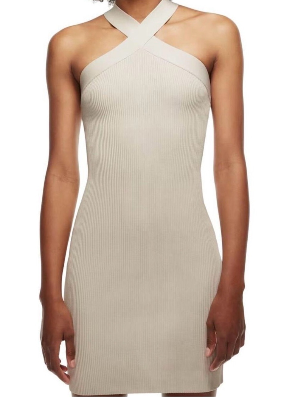 Aritzia Babaton Sculpt Knit Bandage Criss Cross Ribbed Bodycon Minimalist Dress